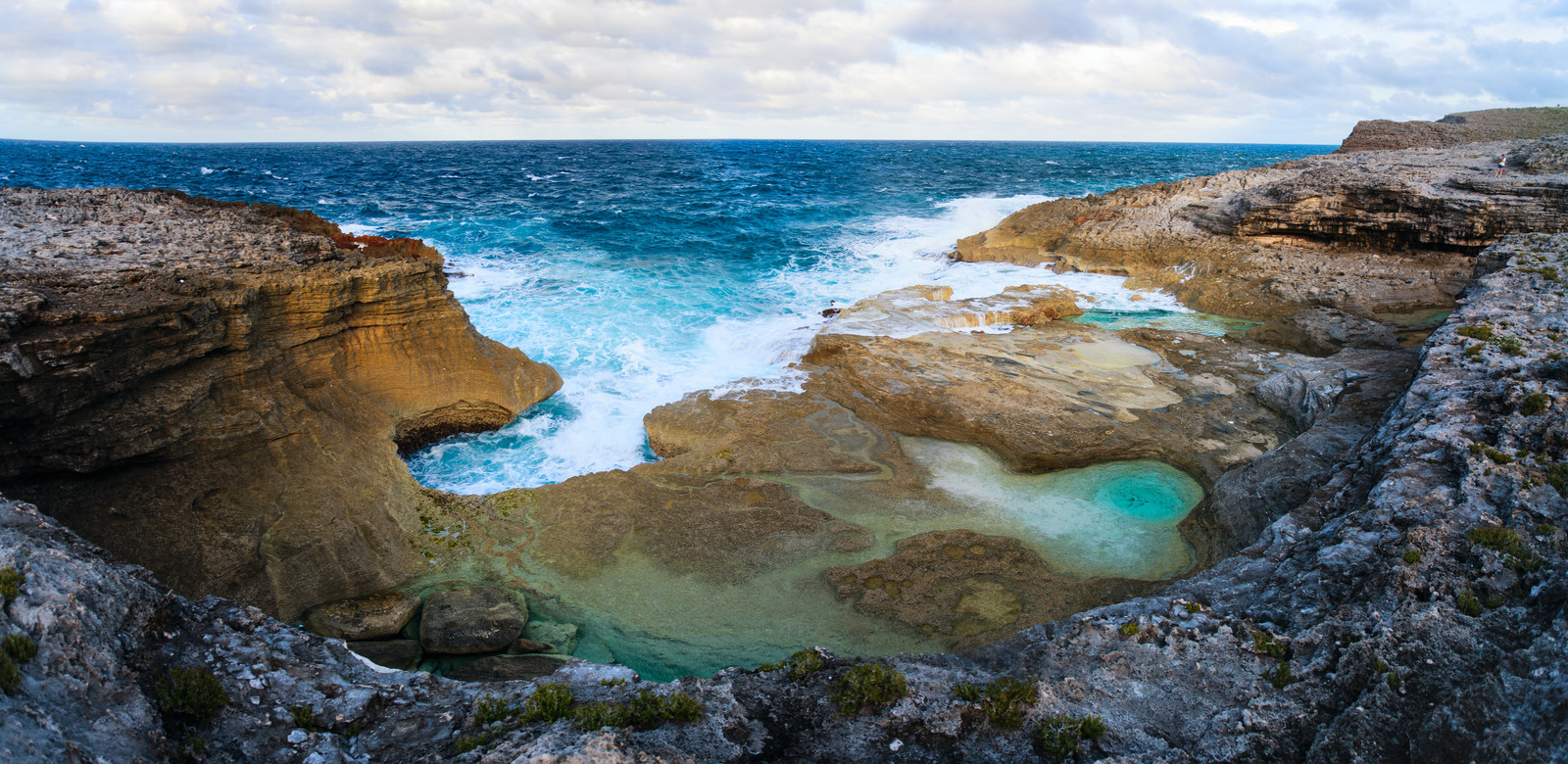 Natural baths at rocky coast of Eleuthera island, Bahamas